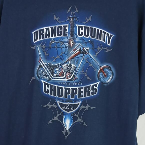 Orange County Choppers VTG SZ XL Navy Graphic Tee Autographed By Paul NWT - Picture 5 of 8